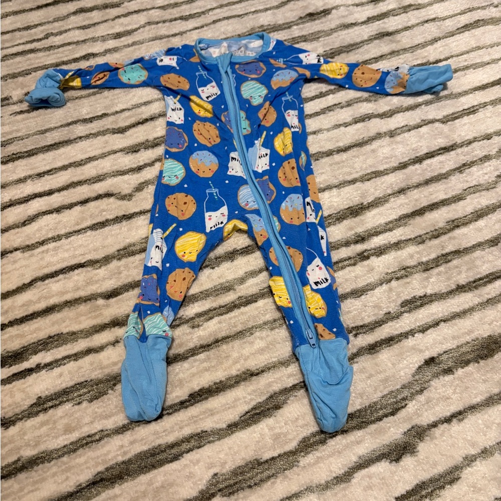 Little Sleepies Blue Cookie and Milk Kids Footie